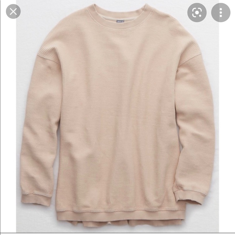 XS Aerie tan ribbed corded pullover tunic
